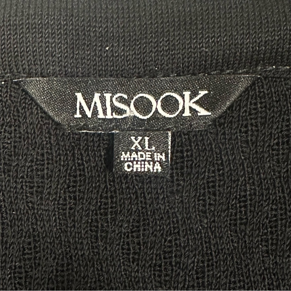 Misook XL Black Yellow Geometric Knit Open Front Clip Cardigan Jacket 3/4 Sleeve - Picture 4 of 11